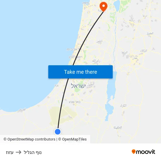 עזוז to נוף הגליל map