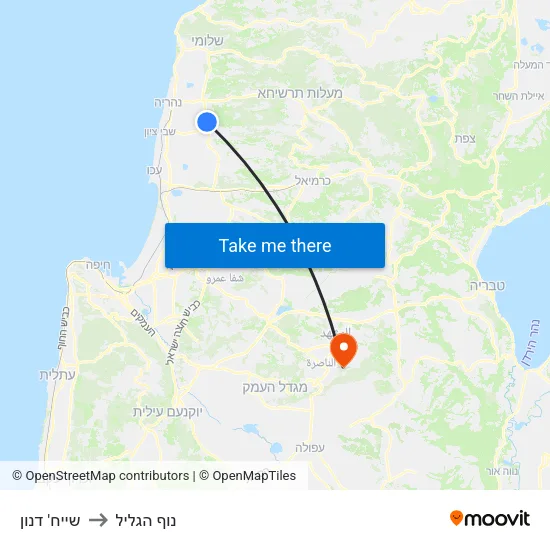 שייח' דנון to נוף הגליל map