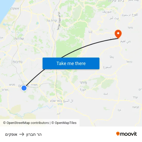אופקים to הר חברון map