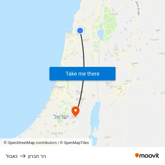 כאבול to הר חברון map