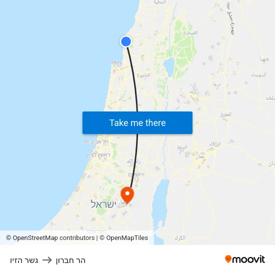 גשר הזיו to הר חברון map