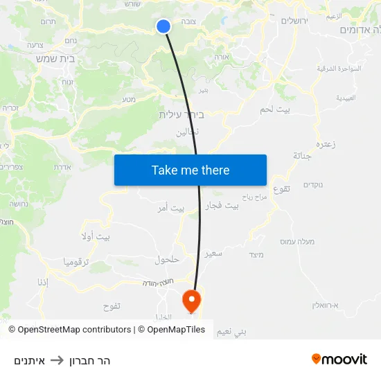 איתנים to הר חברון map