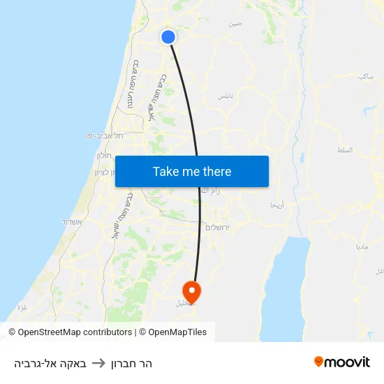 באקה אל-גרביה to הר חברון map