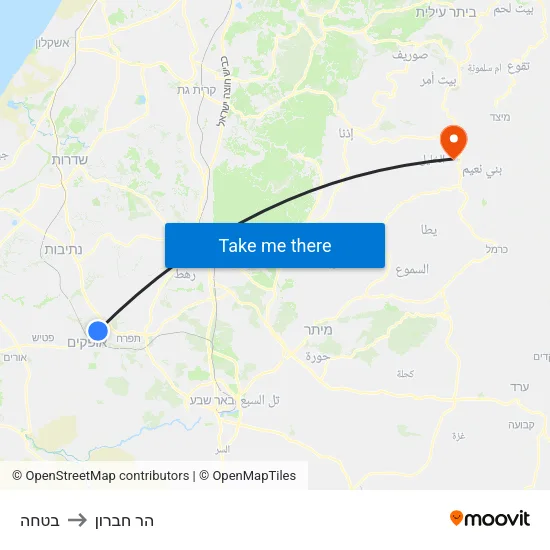 בטחה to הר חברון map