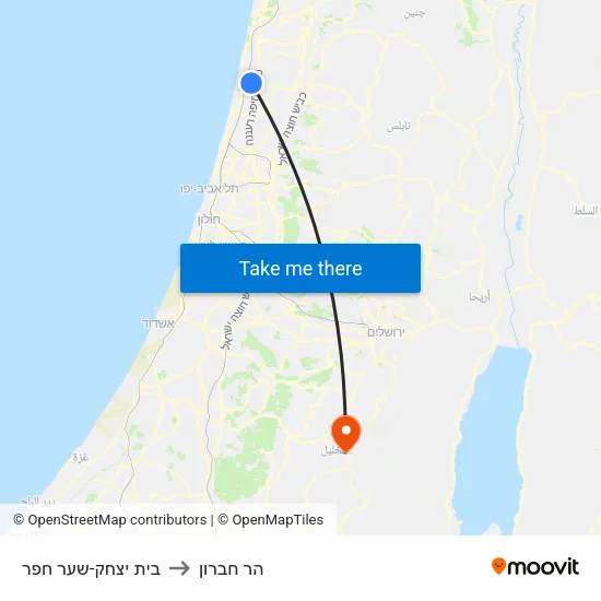 בית יצחק-שער חפר to הר חברון map