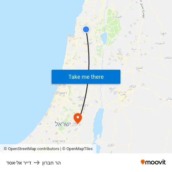 דייר אל-אסד to הר חברון map