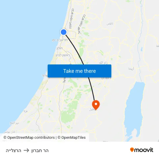 הרצלייה to הר חברון map
