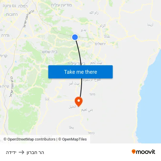 ידידה to הר חברון map
