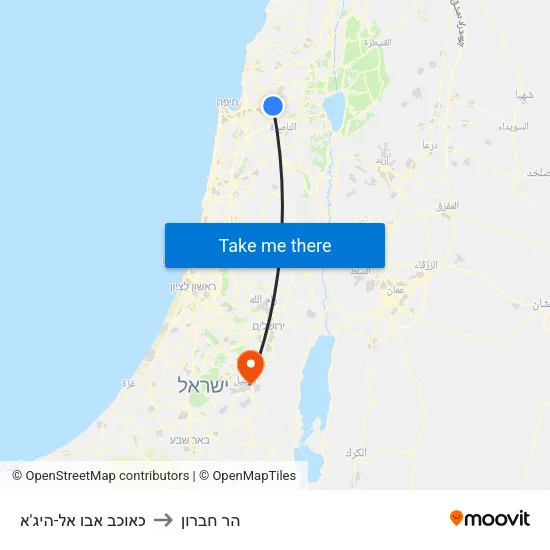 כאוכב אבו אל-היג'א to הר חברון map