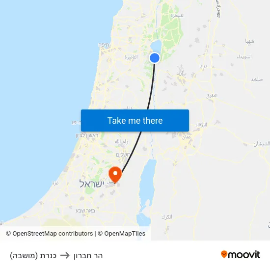 כנרת (מושבה) to הר חברון map