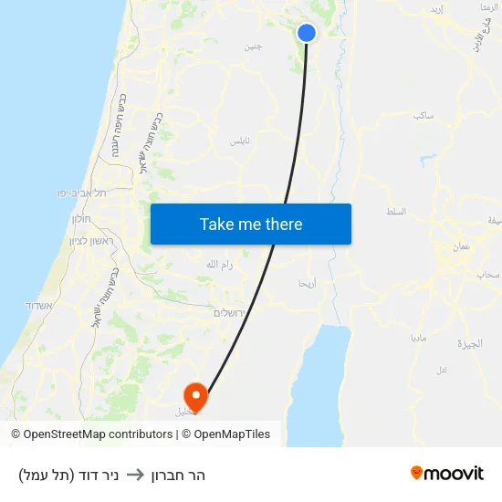 ניר דוד (תל עמל) to הר חברון map