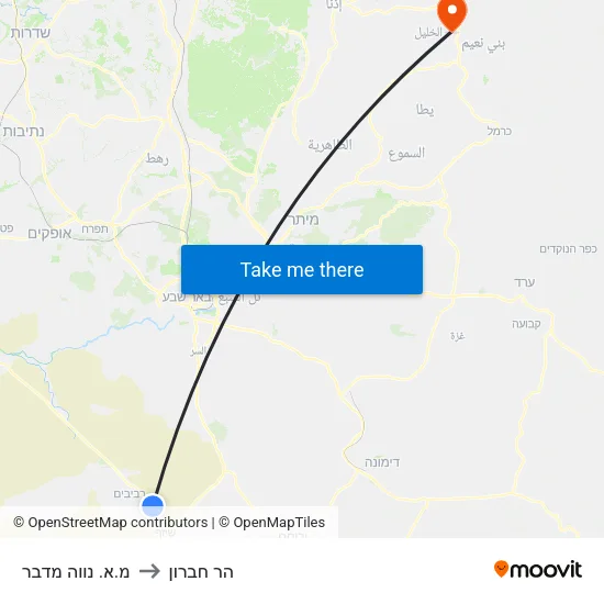 מ.א. נווה מדבר to הר חברון map
