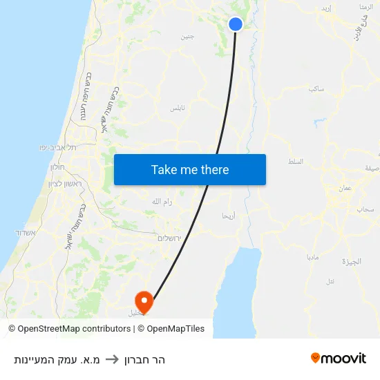 מ.א. עמק המעיינות to הר חברון map
