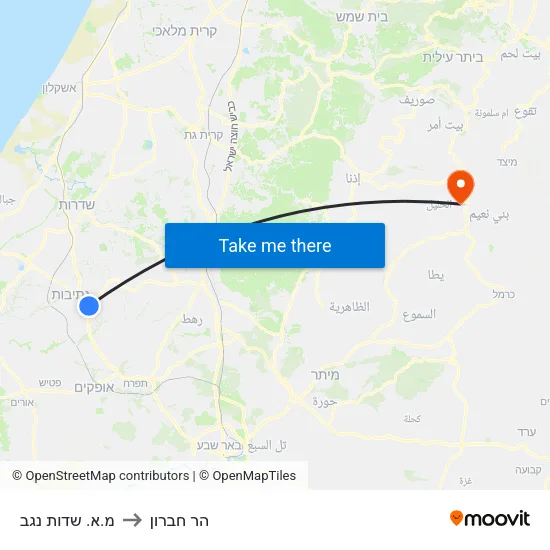 מ.א. שדות נגב to הר חברון map