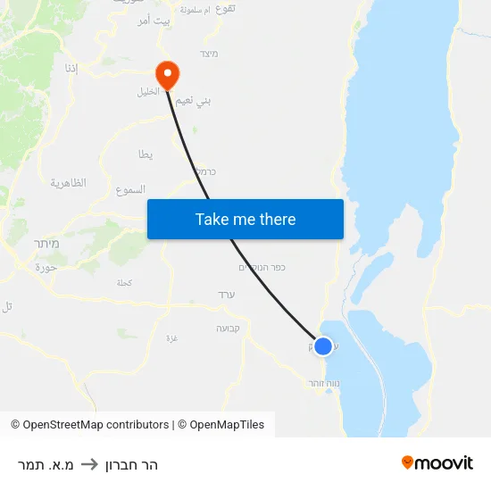 מ.א. תמר to הר חברון map