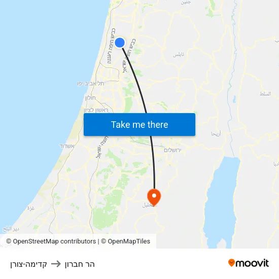 קדימה-צורן to הר חברון map