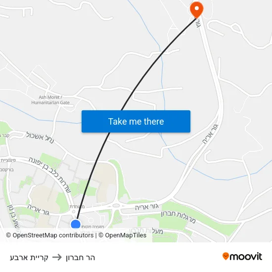 קריית ארבע to הר חברון map