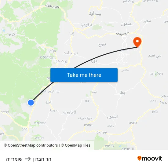 שומרייה to הר חברון map