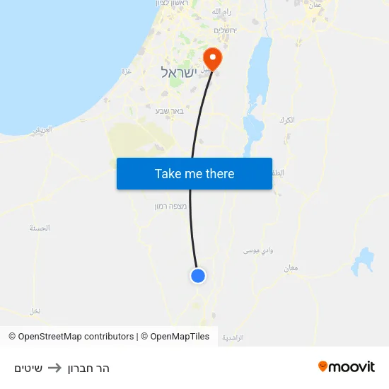 שיטים to הר חברון map