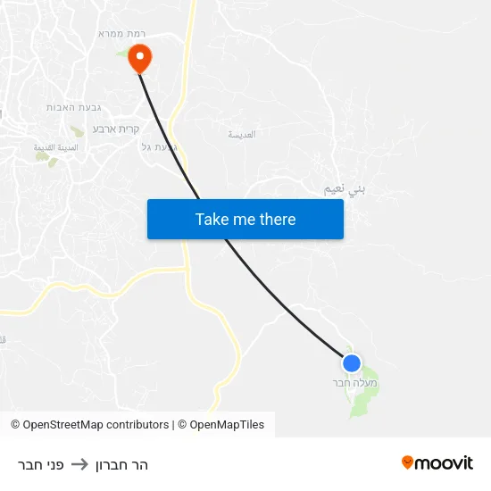 פני חבר to הר חברון map