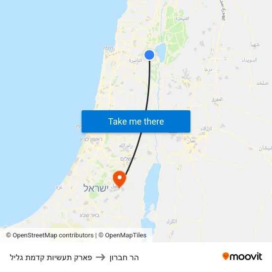 פארק תעשיות קדמת גליל to הר חברון map
