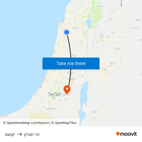 יקנעם to הר חברון map