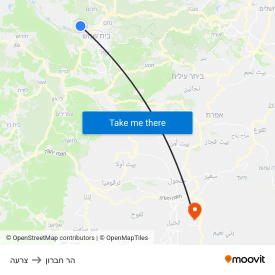 צרעה to הר חברון map