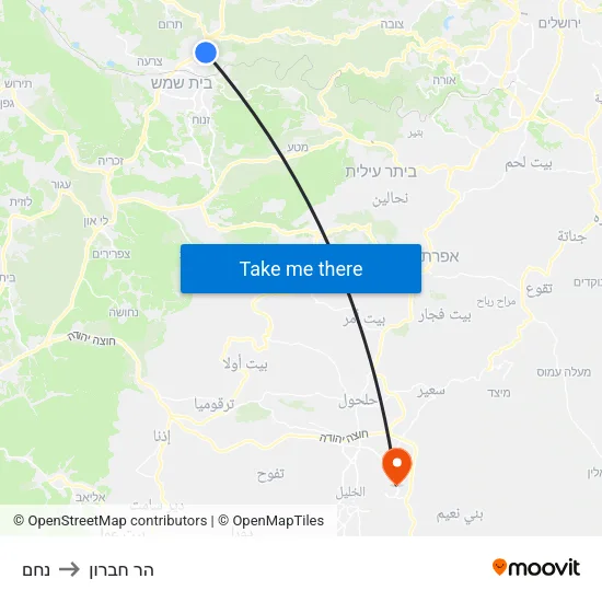 נחם to הר חברון map