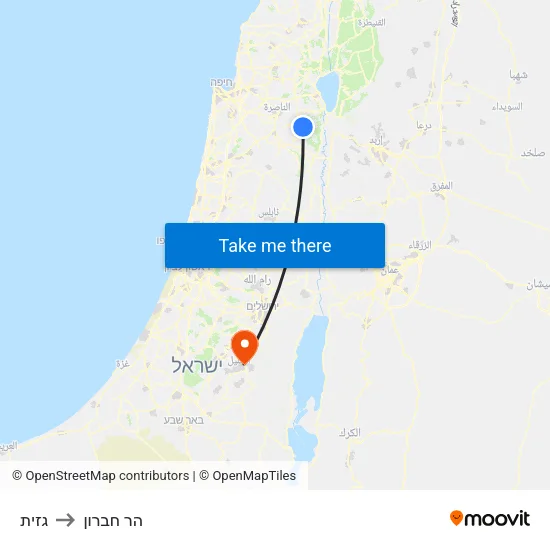 גזית to הר חברון map