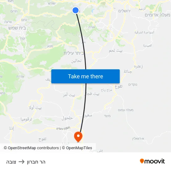 צובה to הר חברון map