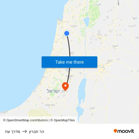 מדרך עוז to הר חברון map