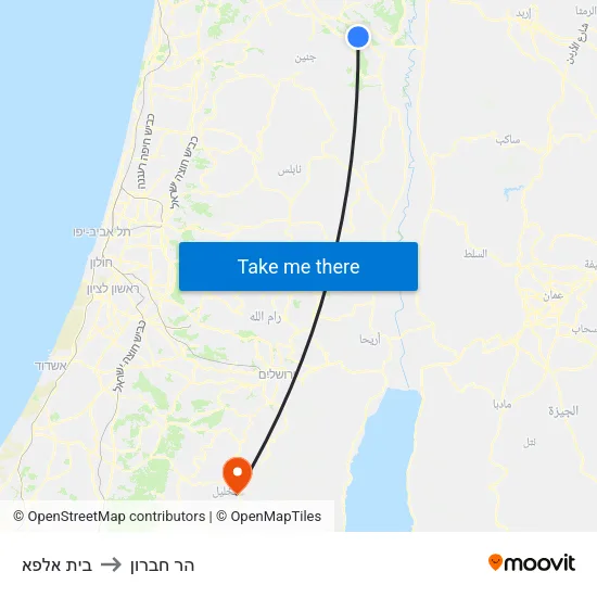 בית אלפא to הר חברון map