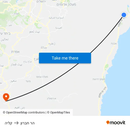 קליה to הר חברון map