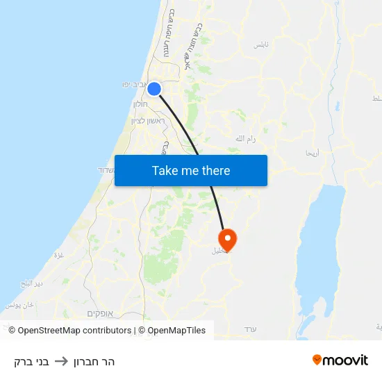 בני ברק to הר חברון map