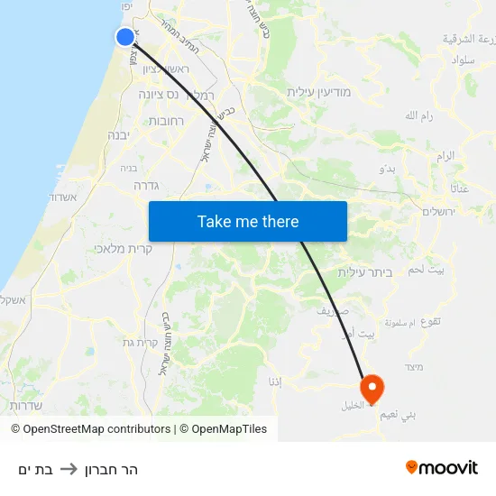 בת ים to הר חברון map
