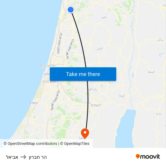 אביאל to הר חברון map