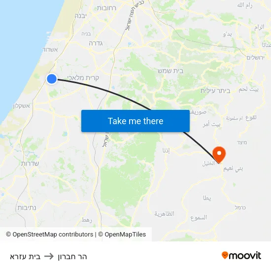 בית עזרא to הר חברון map