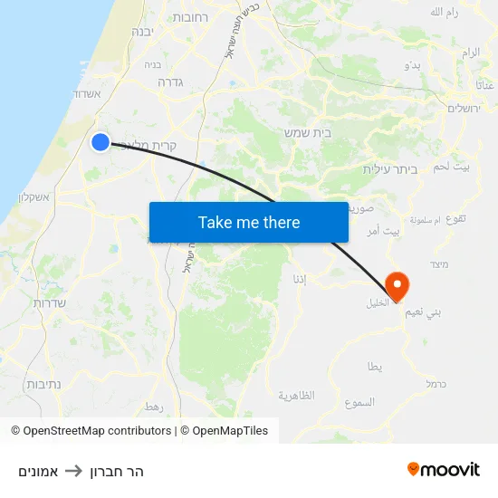 אמונים to הר חברון map