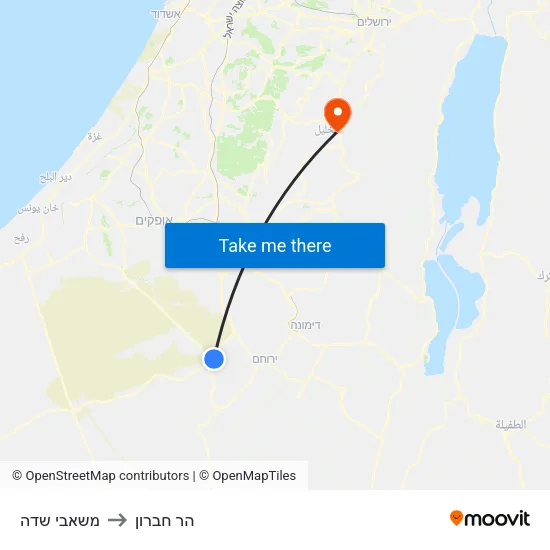 משאבי שדה to הר חברון map