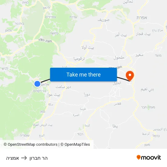 אמציה to הר חברון map