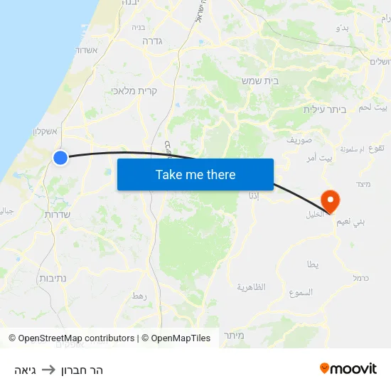 גיאה to הר חברון map