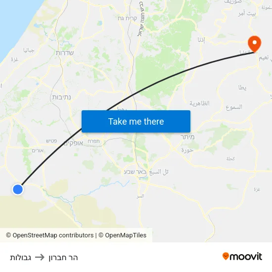 גבולות to הר חברון map