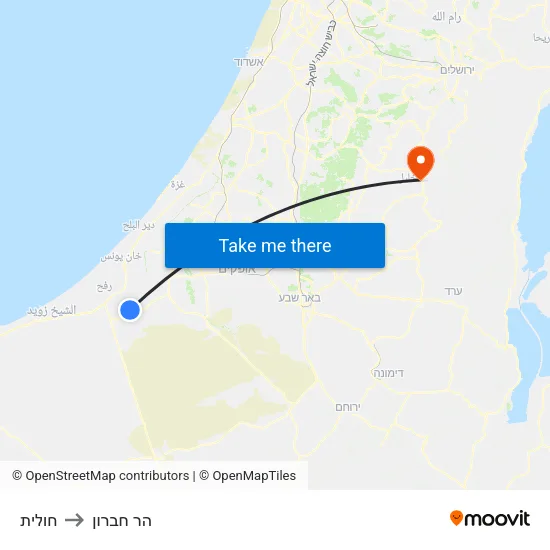 חולית to הר חברון map