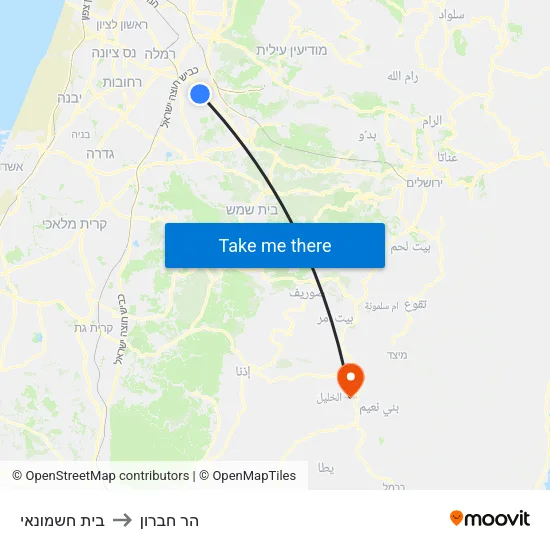 בית חשמונאי to הר חברון map