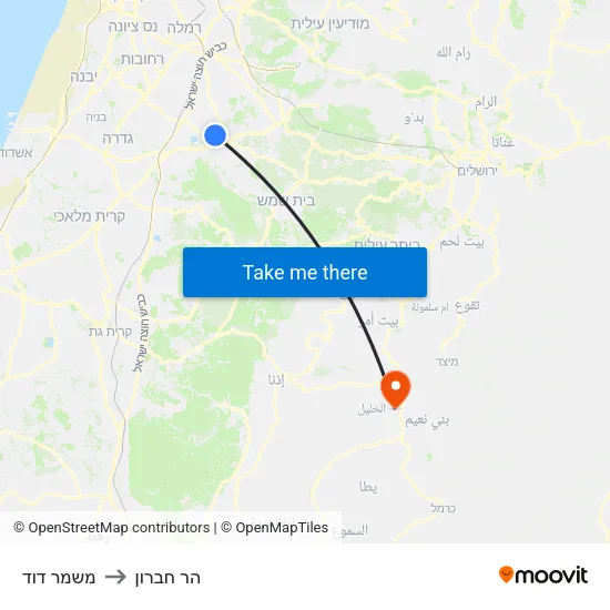 משמר דוד to הר חברון map