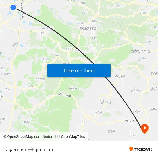 בית חלקיה to הר חברון map