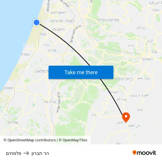 פלמחים to הר חברון map