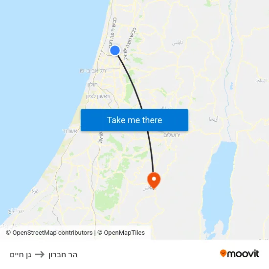 גן חיים to הר חברון map