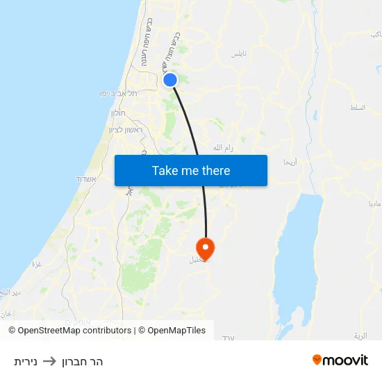 נירית to הר חברון map