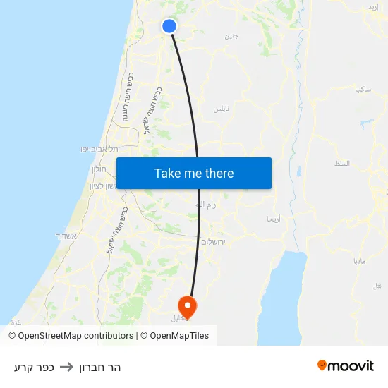 כפר קרע to הר חברון map